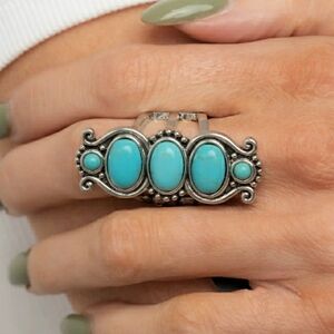 Boho Gypsy Sisters Silver and Turquoise Ring